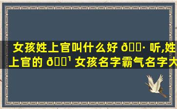 女孩姓上官叫什么好 🌷 听,姓上官的 🌹 女孩名字霸气名字大全